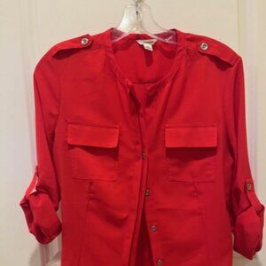 Calvin Klein Long Sleeve Blouse with button shoulder and button sleeves